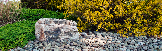 Boulder and stones in landscaping